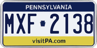 PA license plate MXF2138