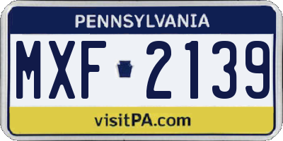 PA license plate MXF2139