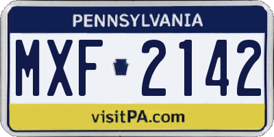 PA license plate MXF2142