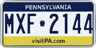 PA license plate MXF2144