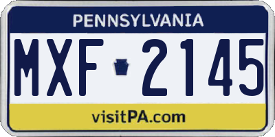 PA license plate MXF2145