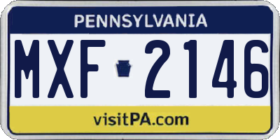 PA license plate MXF2146