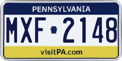 PA license plate MXF2148