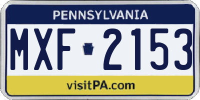PA license plate MXF2153