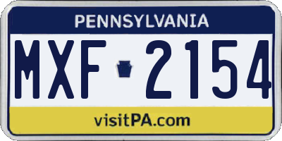 PA license plate MXF2154