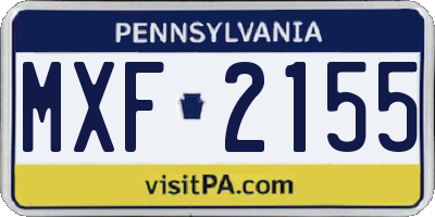 PA license plate MXF2155