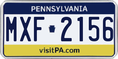 PA license plate MXF2156