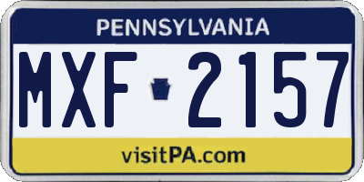 PA license plate MXF2157