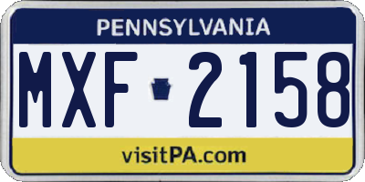 PA license plate MXF2158