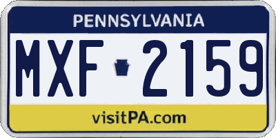 PA license plate MXF2159