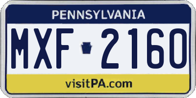 PA license plate MXF2160