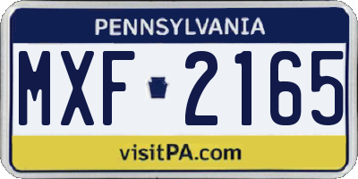 PA license plate MXF2165
