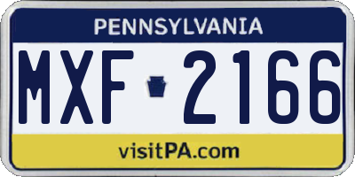 PA license plate MXF2166