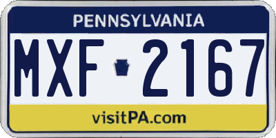 PA license plate MXF2167