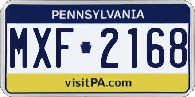 PA license plate MXF2168