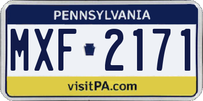 PA license plate MXF2171