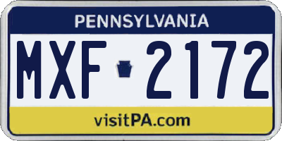 PA license plate MXF2172