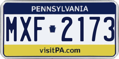 PA license plate MXF2173