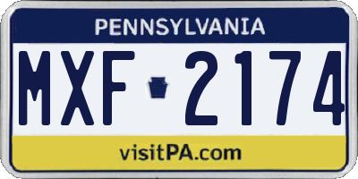 PA license plate MXF2174