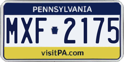 PA license plate MXF2175