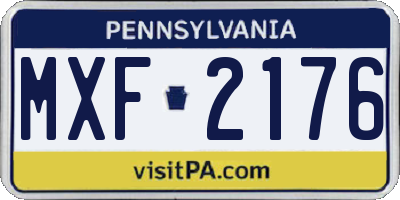 PA license plate MXF2176