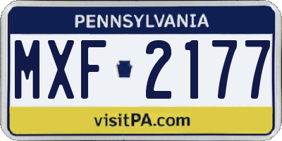 PA license plate MXF2177