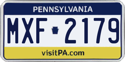 PA license plate MXF2179