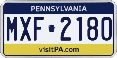 PA license plate MXF2180