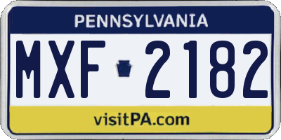 PA license plate MXF2182