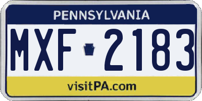 PA license plate MXF2183