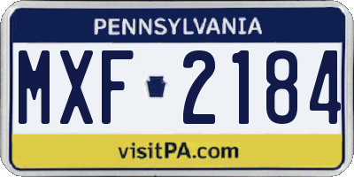 PA license plate MXF2184
