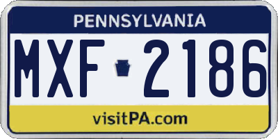 PA license plate MXF2186