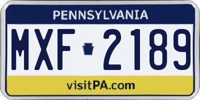 PA license plate MXF2189