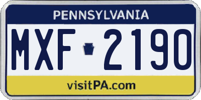 PA license plate MXF2190