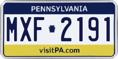 PA license plate MXF2191