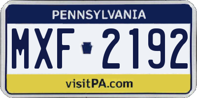 PA license plate MXF2192