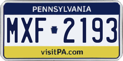 PA license plate MXF2193