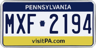 PA license plate MXF2194