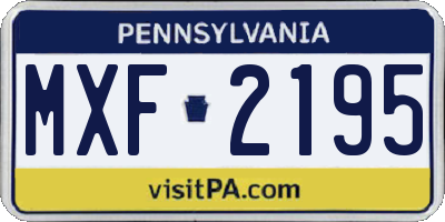 PA license plate MXF2195