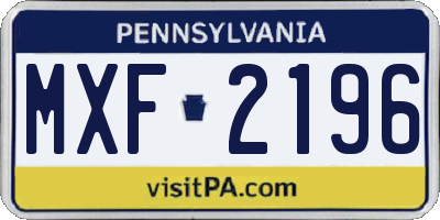 PA license plate MXF2196