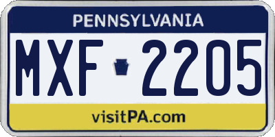 PA license plate MXF2205