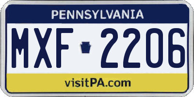 PA license plate MXF2206