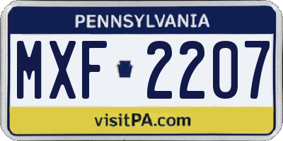 PA license plate MXF2207