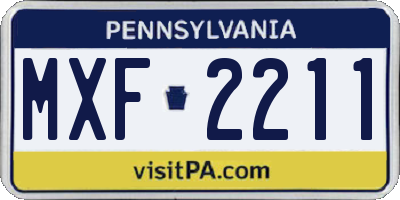 PA license plate MXF2211