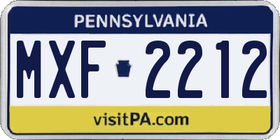 PA license plate MXF2212