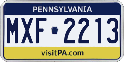 PA license plate MXF2213