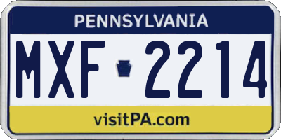 PA license plate MXF2214