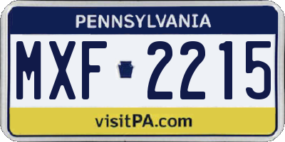 PA license plate MXF2215
