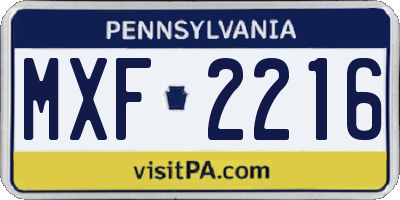 PA license plate MXF2216