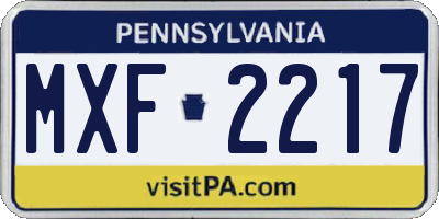 PA license plate MXF2217